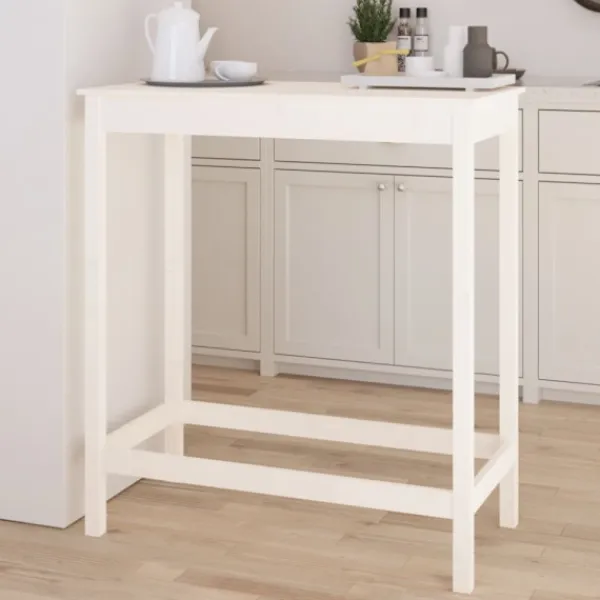 vidaXL Köksö>Barbord vit 100x50x110 cm massiv furu