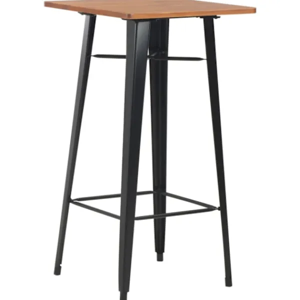 vidaXL Småbord>Barbord 60x60x108 cm massiv furu stål svart