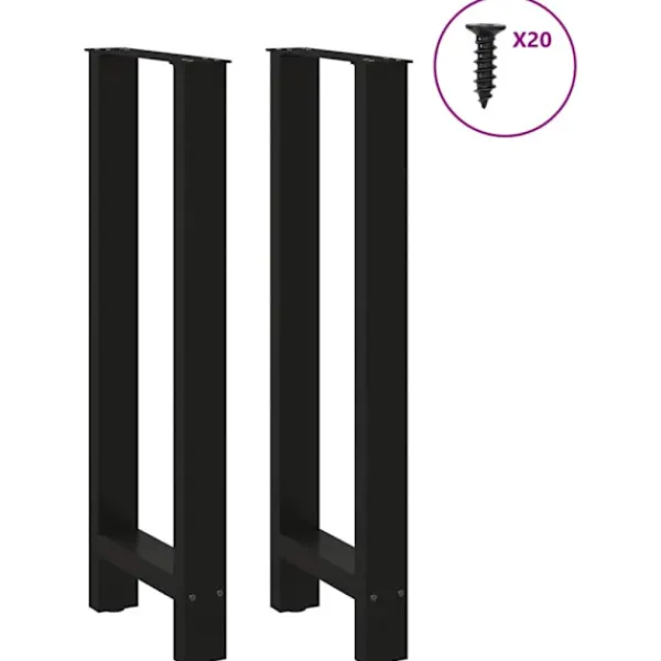vidaXL Matbord>Barbordsben svarta 2 st 40x(100-101) cm stål