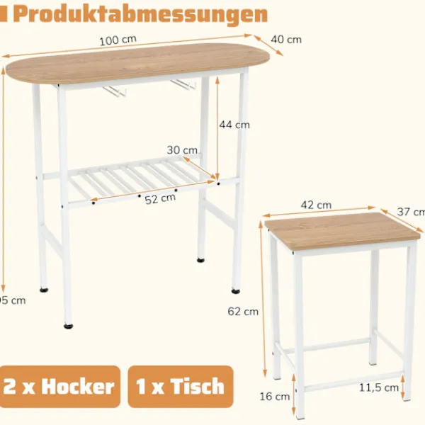 Northix Matgrupper>Barbordsset för 2 med vinglas och flaskhållare