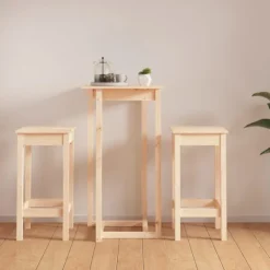vidaXL Matgrupper>Barmöbler 3 delar massiv furu