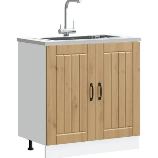 vidaXL Skåp>Basskåp med diskbänk Lucca artisan ek konstruerat trä