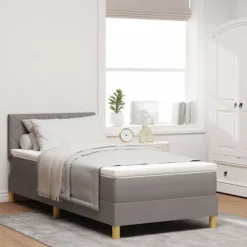 vidaXL Sängar>Bäddfjäder med madrass med huvudgavel Taupe 100 x 200 cm tyg