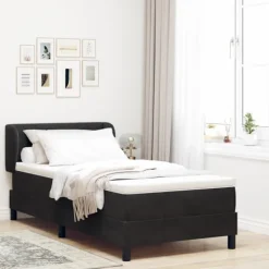 vidaXL Sängar>Bäddfjäder med madrass med huvudgavel Svart 90 x 190 cm Sammet