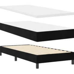 vidaXL Sängar>Bäddfjäder med madrass med huvudgavel Svart 90 x 190 cm Sammet