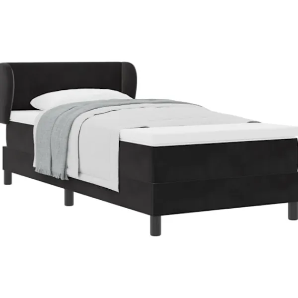 vidaXL Sängar>Bäddfjäder med madrass med huvudgavel Svart 90 x 190 cm Sammet