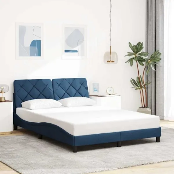 vidaXL Sängar>Bed Frame with LED without Mattress Blue 120x200 cm Fabric