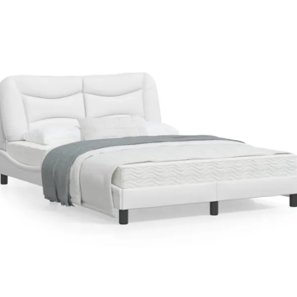 vidaXL Sängar>Bed Frame without Mattress "Hvar" White 140x190 cm Faux Leather