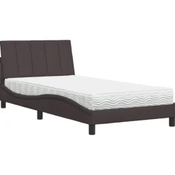 vidaXL Sängar>Bed with Mattress "Hanko" Dark Brown 100x200 cm Fabric
