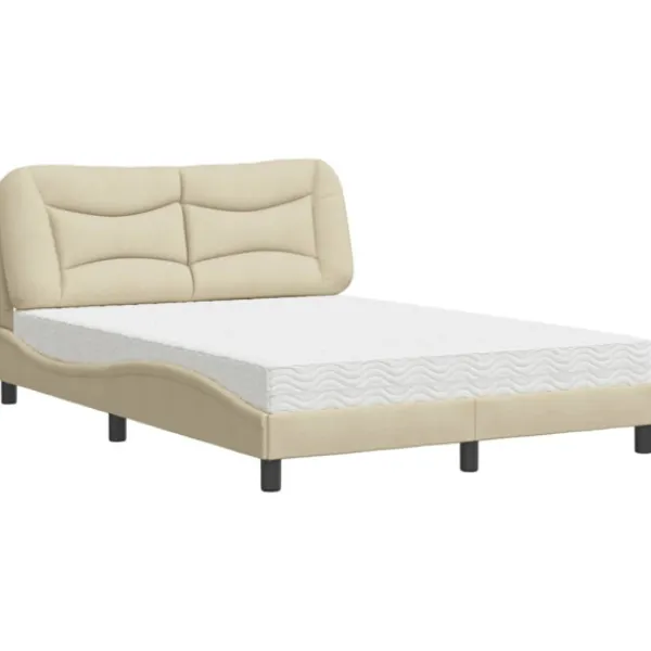 vidaXL Sängar>Bed with Mattress "Hvar" Cream 140x190 cm Fabric