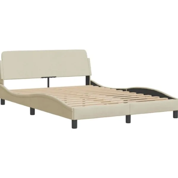 vidaXL Sängar>Bed with Mattress "Hvar" Cream 140x190 cm Fabric