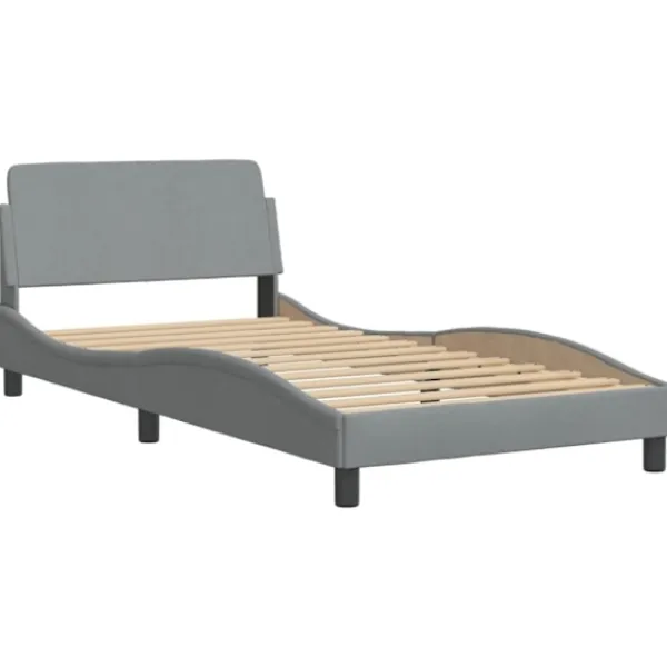 vidaXL Sängar>Bed with Mattress "Hvar" Light Grey 100x200 cm Fabric