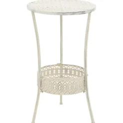 vidaXL Småbord>Bistrobord vintage stil rund metall 40x70 cm vit