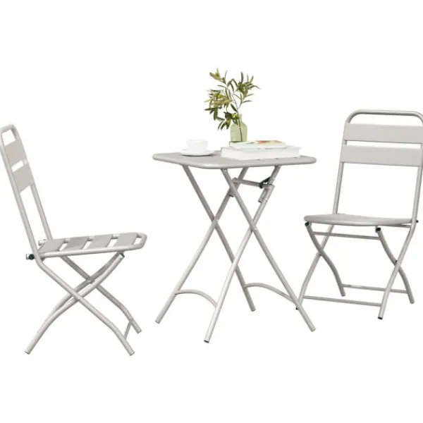 vidaXL Balkongmöbler>Bistroset 3 pcs Beige Stål