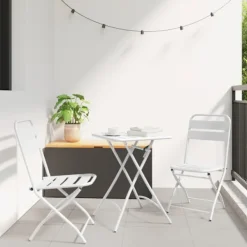 vidaXL Balkongmöbler>Bistroset 3 pcs Vit Stål