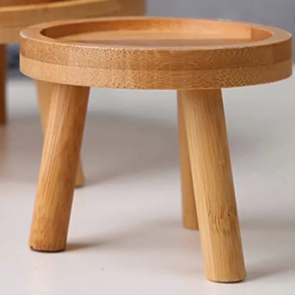 Pallar>Blomkrukställ i trä - Hög pall för balkong - Rund hylla för inomhus- och utomhusbruk (8x8x7cm)