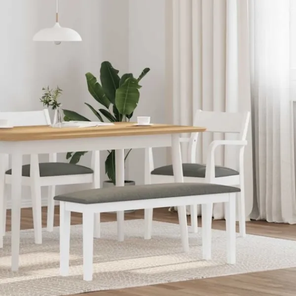 vidaXL Matgrupper>Bänk 110 cm vitt massivt trä gummi
