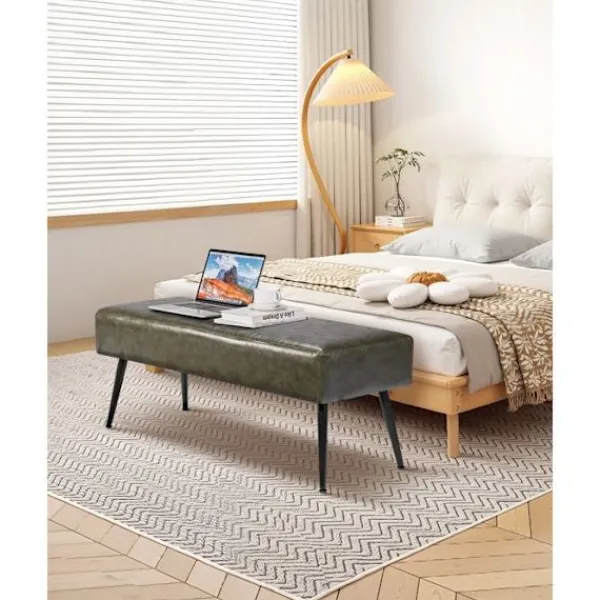 DUOKU Balkongmöbler>Bänk - - CWD0016CA-KD-GRÖN - PU-läder - 110 x 40 x 43 cm - 300 kg