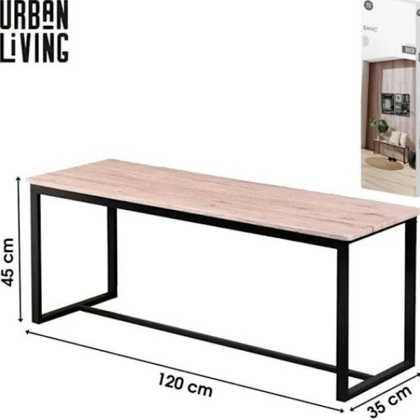 URBAN LIVING Balkongmöbler>Bänk "Dock" - Svart/Beige - L 120 x l 35 x H 45 cm