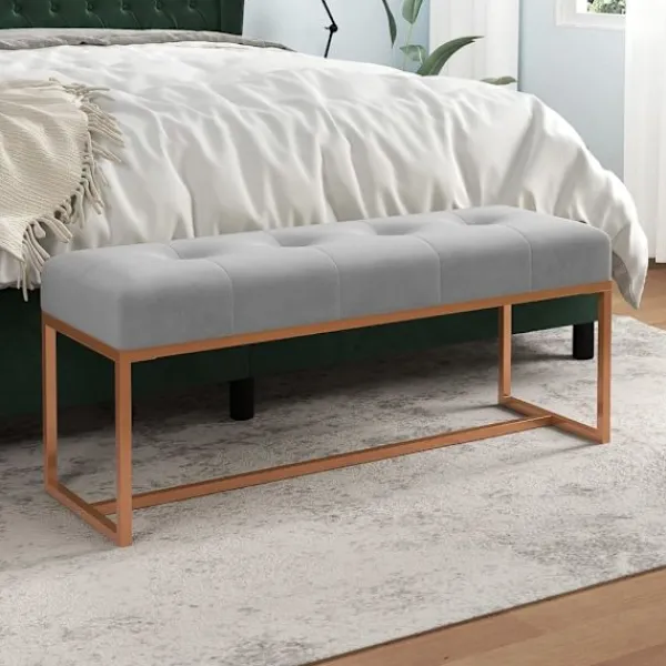 vidaXL Balkongmöbler>Bänk grå 110x36x45 cm sammet
