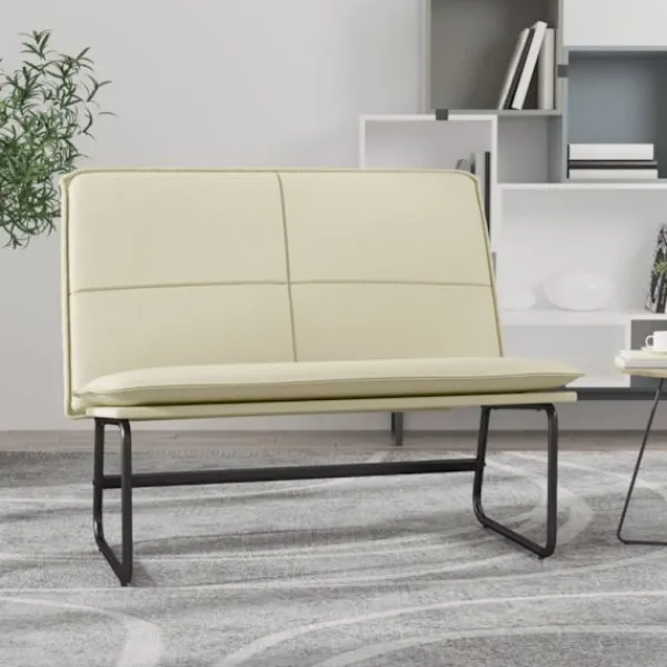 vidaXL Balkongmöbler>Bänk gräddvit 100x75x76 cm konstläder