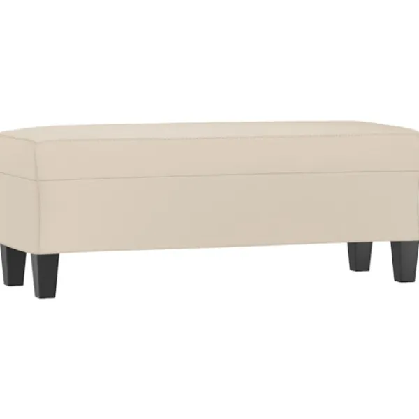 vidaXL Balkongmöbler>Bänk Gräddvit 100x35x41 cm mikrofibertyg