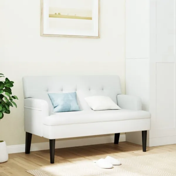vidaXL Soffor>Bänk med ryggstöd vit 112x65,5x75 cm konstläder