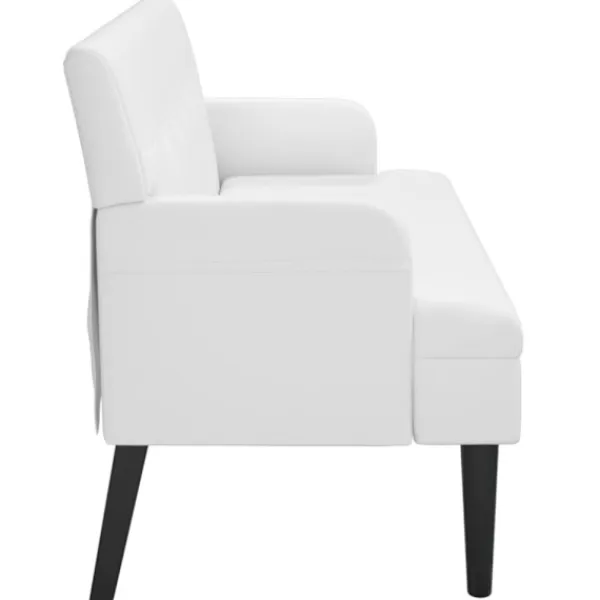 vidaXL Soffor>Bänk med ryggstöd vit 112x65,5x75 cm konstläder