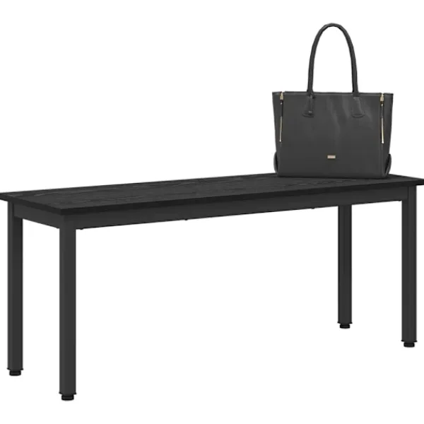 vidaXL Matgrupper>bänk Svart Ek 110 x 35 x 45 cm Konstruerat trä