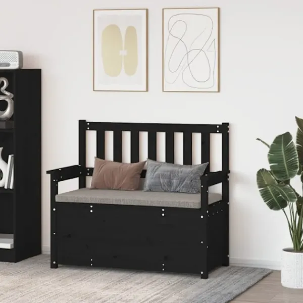 vidaXL Balkongmöbler>Bänk svart 112,5x51,5x96,5 cm massiv furu