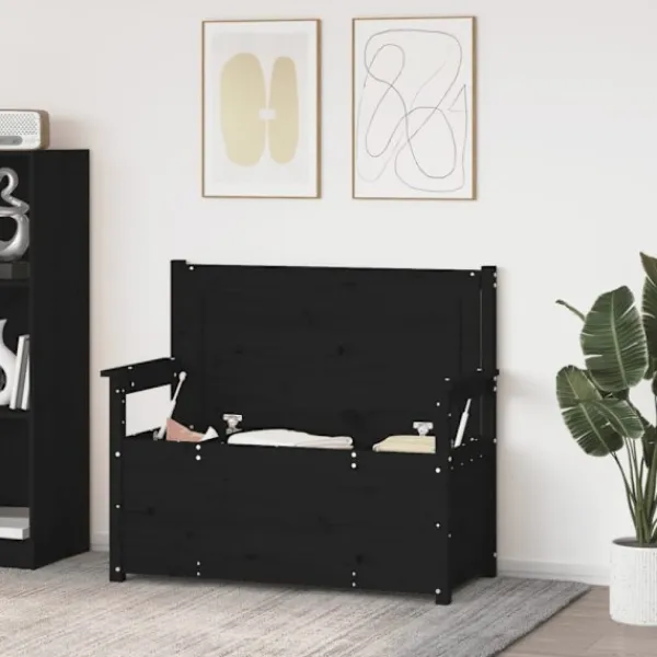 vidaXL Balkongmöbler>Bänk svart 112,5x51,5x96,5 cm massiv furu