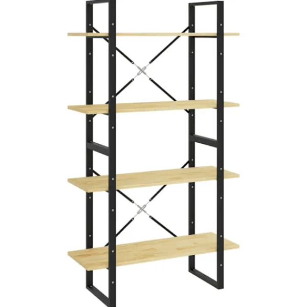 vidaXL Hyllor>Bokhylla 4 hyllplan 80x30x140 cm massiv furu