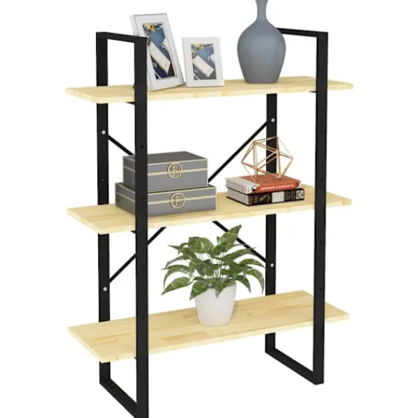 vidaXL Hyllor>Bokhylla 3 hyllplan 80x30x105 cm massiv furu
