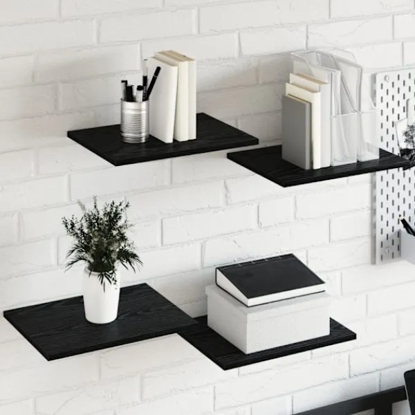 vidaXL Hyllor>Bokhylla Bräda 4 pcs Svart 40 x 30 x 1,5 cm Konstruerat trä