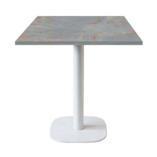 Matbord>Bord 70 x 70 cm - modell Rund fot vit grå rost