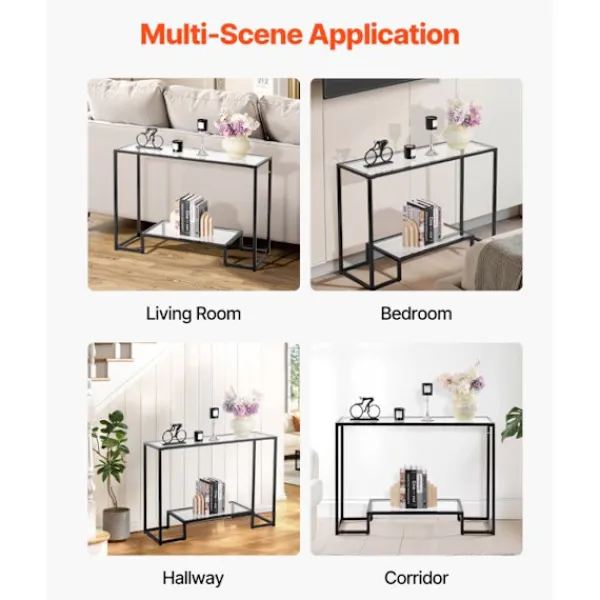 DUOKU Småbord>Bordskonsol - - Rektangulär - Härdat Glas - 2 Nivåer - Kontemporär Design