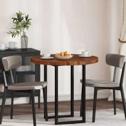 vidaXL Matgrupper>Bordsskiva Mörkbrun Ø 80 x 4 cm Massivt Ekträ