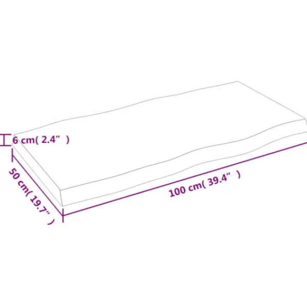 vidaXL Matbord>Bordsskiva mörkbrun 100x50x(2-6) cm massivt trä levande kant