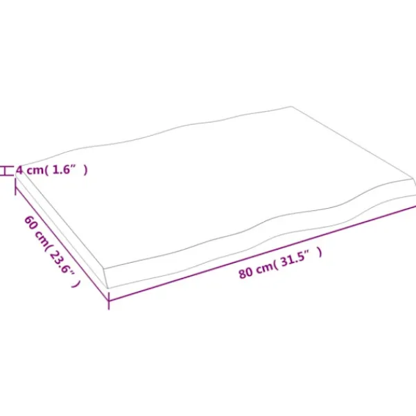 vidaXL Matbord>Bordsskiva mörkbrun 80x60x(2-4) cm massivt trä levande kant