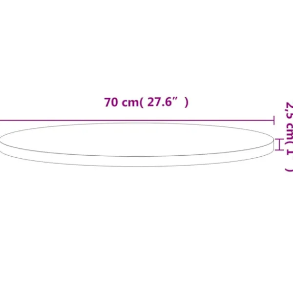 vidaXL Soffbord>Bordsskiva Ø70x2,5 cm rund massivt bokträ