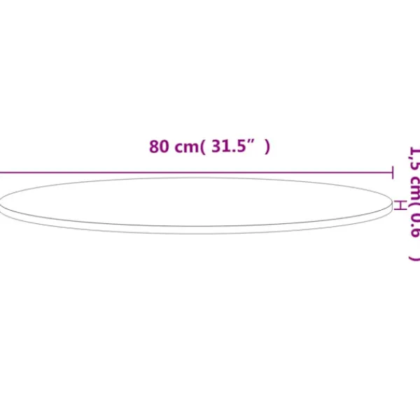 vidaXL Soffbord>Bordsskiva Ø80x1,5 cm rund massivt bokträ