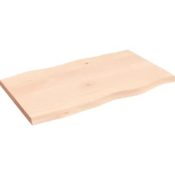 vidaXL Matbord>Bordsskiva 100x60x(2-4) cm obehandlad massiv ek levande kant