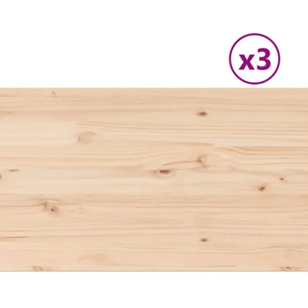 vidaXL Matbord>Bordsskivor 3 st 80x47x1,7 cm rektangulär massiv furu