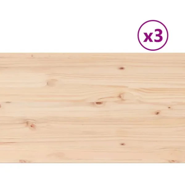 vidaXL Matbord>Bordsskivor 3 st 80x47x2,5 cm rektangulär massiv furu