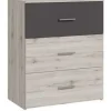 AUCUNE Byråer>Byrå - ADRIA - 3 lådor - Ask ek / Vanlig grå - 75,2 x 41,3 x 89,7 cm