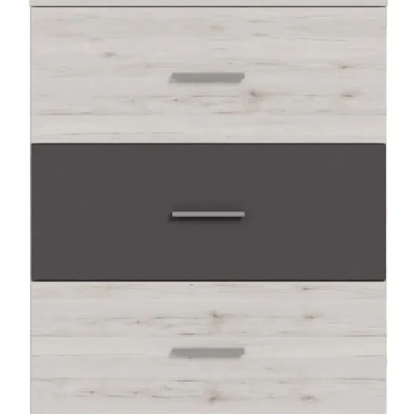 AUCUNE Byråer>Byrå - ADRIA - 3 lådor - Ask ek / Vanlig grå - 75,2 x 41,3 x 89,7 cm