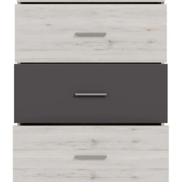 AUCUNE Byråer>Byrå - ADRIA - 3 lådor - Ask ek / Vanlig grå - 75,2 x 41,3 x 89,7 cm