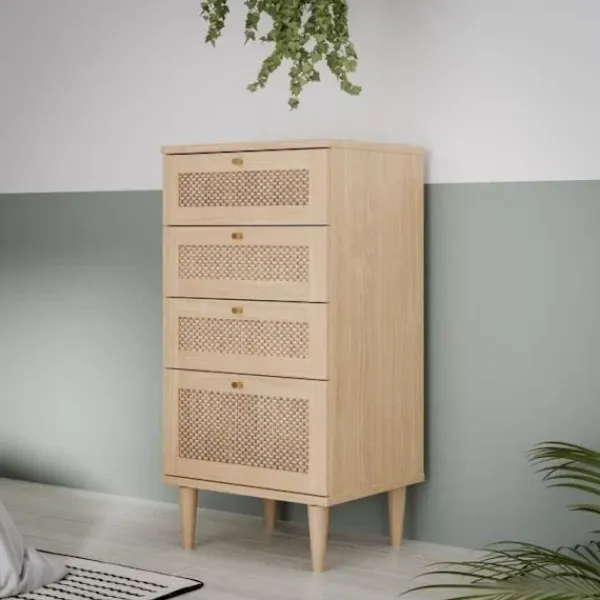 AUCUNE Byråer>Byrå - CALASETTEA - 4 lådor - Ekdekor - 50,4 x 41,4 x 108,8 cm