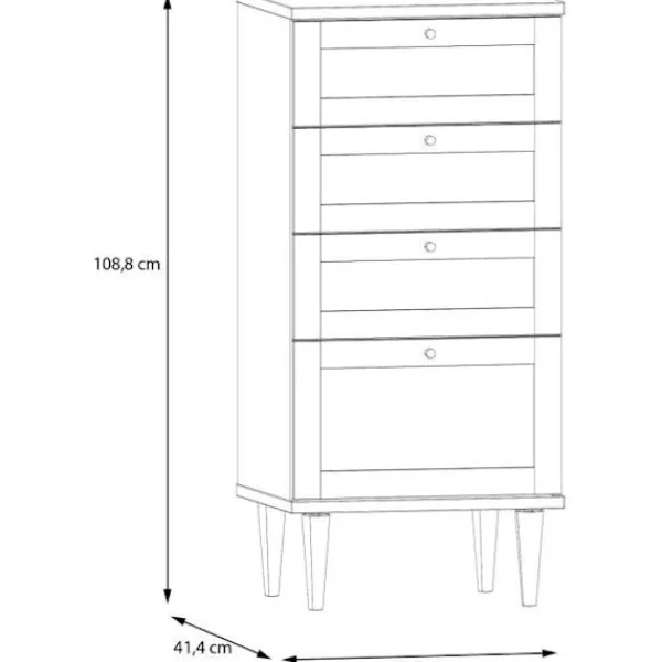 AUCUNE Byråer>Byrå - CALASETTEA - 4 lådor - Ekdekor - 50,4 x 41,4 x 108,8 cm