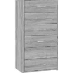 vidaXL Byråer>Byrå 6 lådor grå sonoma-ek 50x34x96 cm konstruerat trä